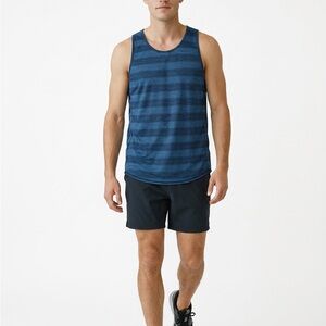 lululemon athletica Blue Striped Men's Tank Top xl